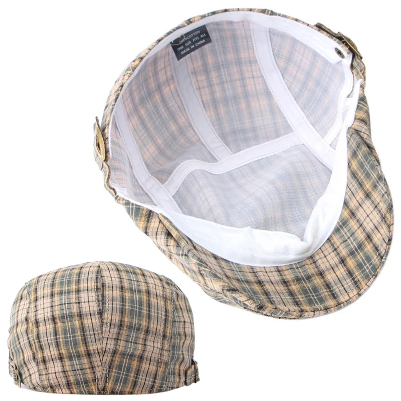 Gorra de algodón vintage a cuadros para conducción y paseo - imagen 3