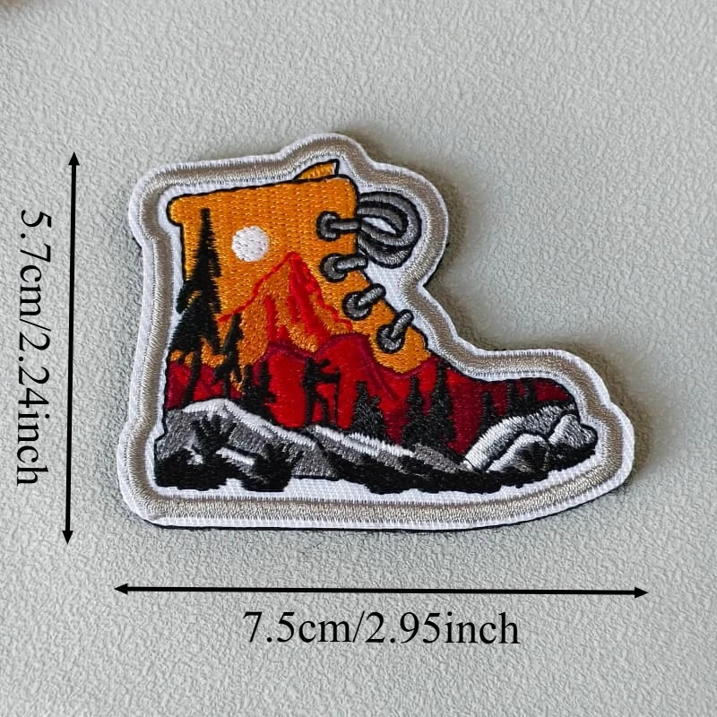 Parche bordado táctico bota senderismo montaña bosque con velcro - imagen 4