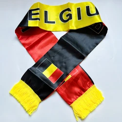 Bufanda de satén bandera Bélgica fútbol a doble cara