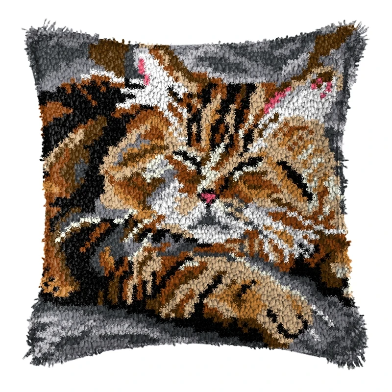 Funda de almohada Smyrna con ganchos pestillo gato bordado a mano - imagen 5