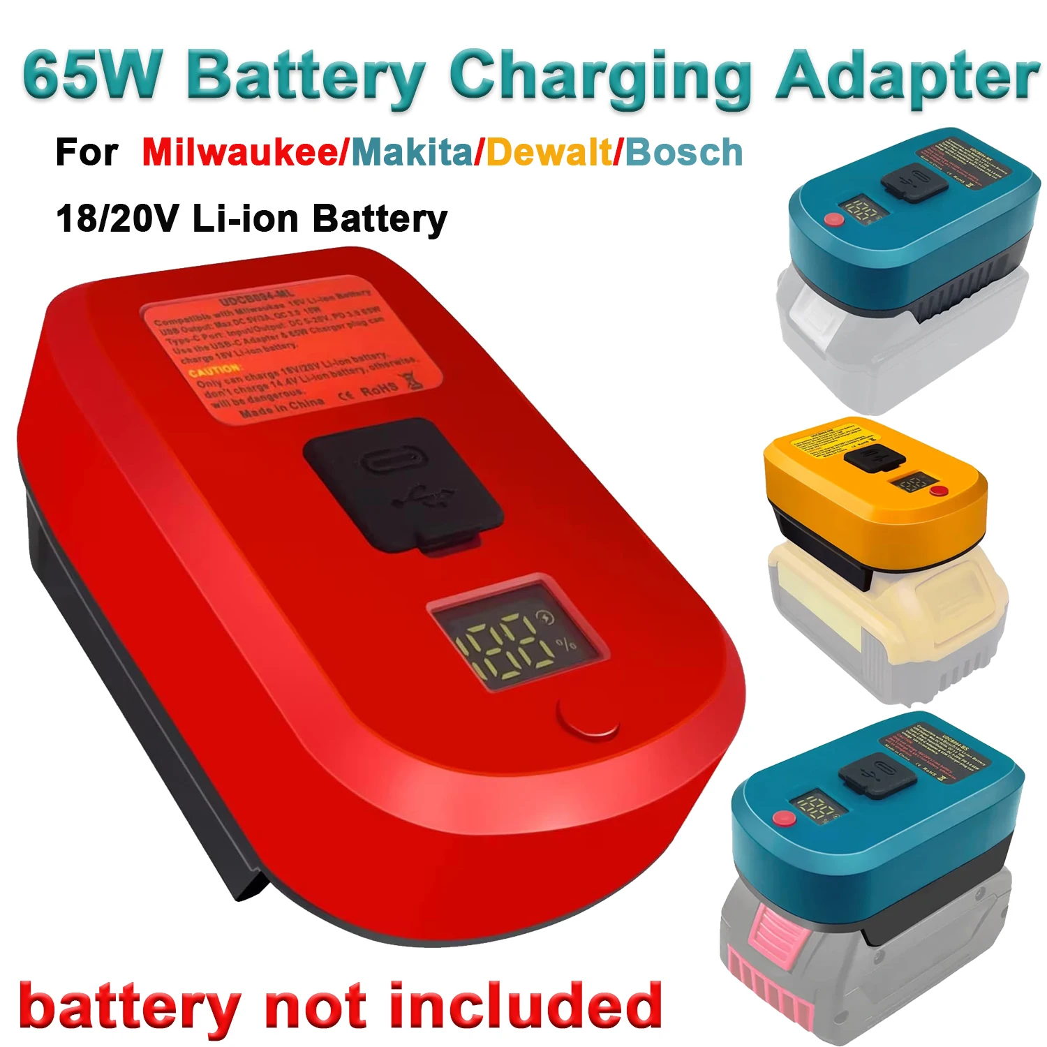 Adaptador de batería carga rápida para herramientas USB‑C USB‑A - imagen 3