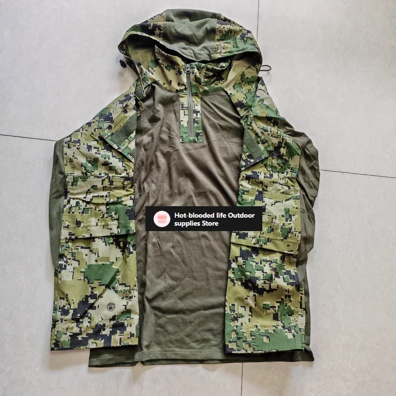 G3 Sudadera táctica con capucha plegable transpirable nylon y algodón