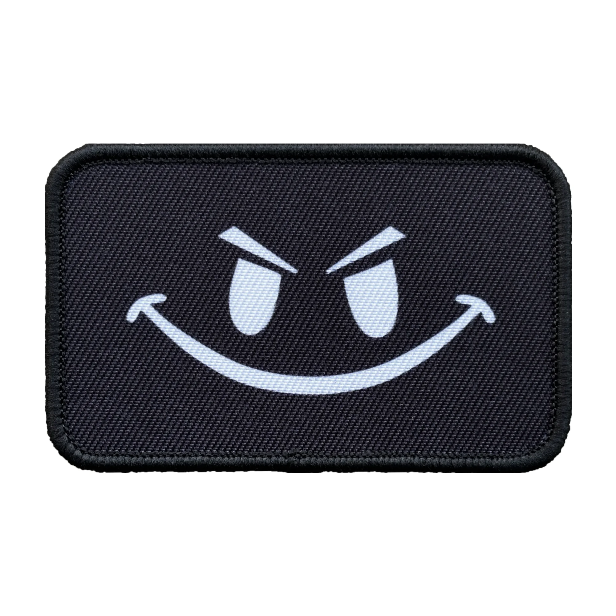 Parche táctico bordado cara sonriente malvada meme con velcro - imagen 3
