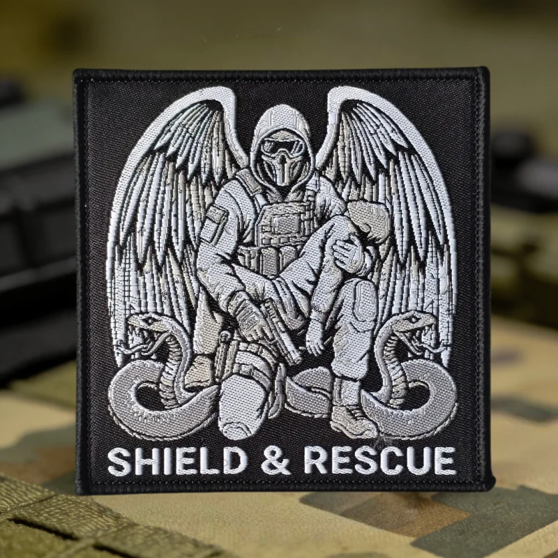 Parche táctico SHIELD RESCUE calavera con gancho y bucle para ropa - imagen 2