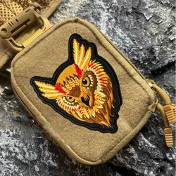Parche bordado táctico búho de fuego con velcro para uniforme
