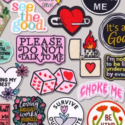 Parches termoadhesivos bordados con letras y dibujos para coser