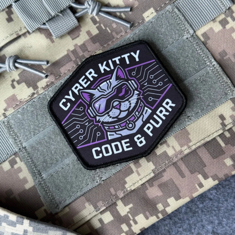 Parche velcro Cyber Kitty – Gato cyberpunk para chaleco y mochila táctica - imagen 4