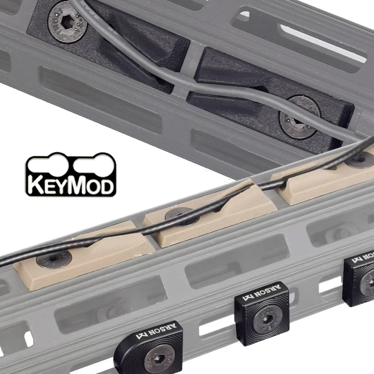 Kit de 3 guías de cable M-LOK de aluminio para gestión de cables en riel Picatinny