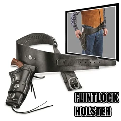 Funda revolver cuero sintético cintura con porta balas y presillas