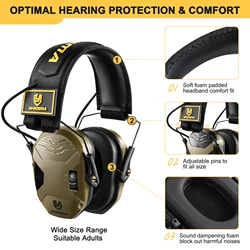 YHKEMA Auriculares electrónicos de tiro táctico casco colgante con ANC
