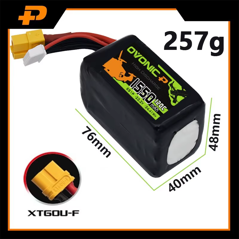 Batería LiPo 6S 22,2V 1550mAh para dron FPV de carreras - capacidad - imagen 2