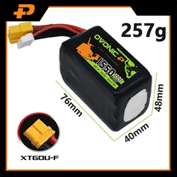 Batería LiPo 6S 22,2V 1550mAh para dron FPV de carreras - capacidad