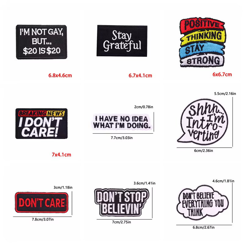 Parche bordado termoadhesivo con letras humorísticas para chaquetas - imagen 5