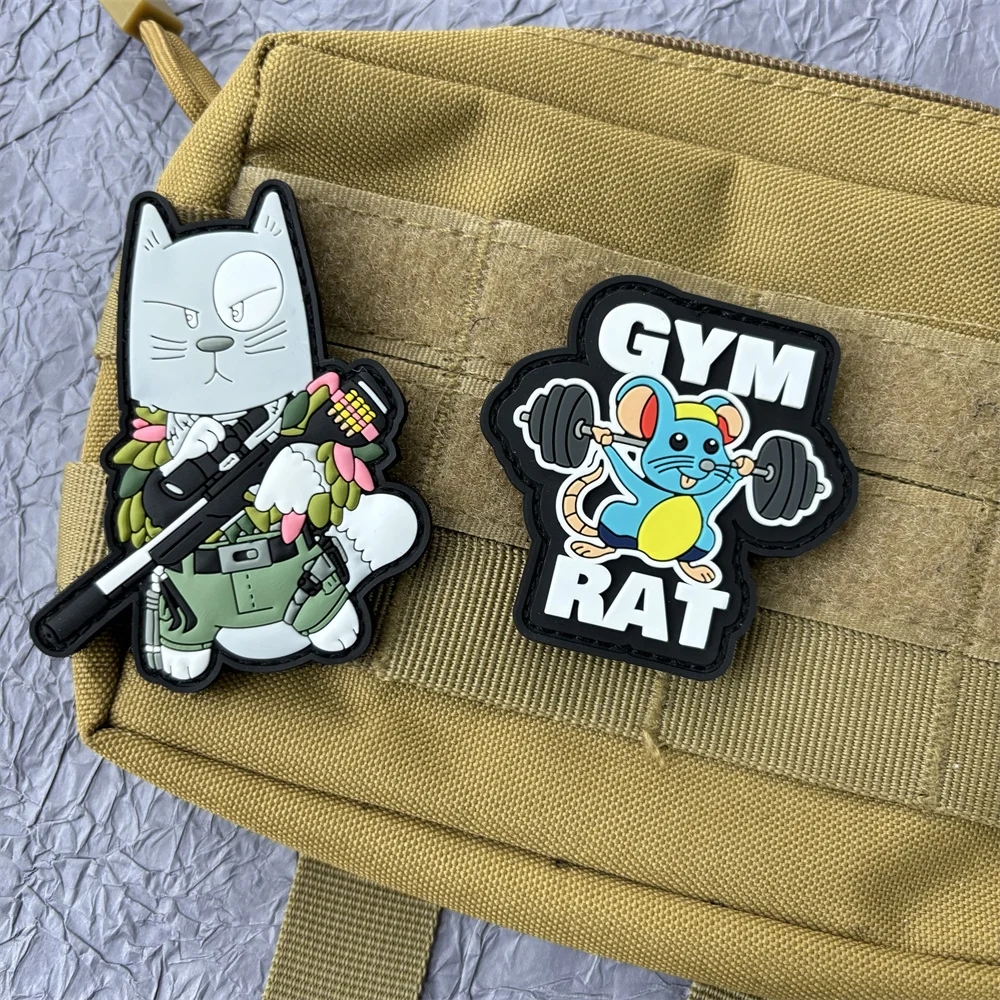 Parche táctico PVC Gym Rat con velcro adhesivo - imagen 3