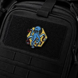Parche táctico bordado pulpo con velcro Molle para chaqueta mochila