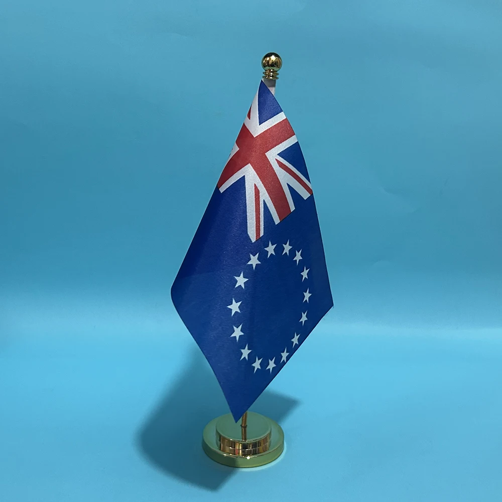 Bandera de escritorio Islas Cook en poliéster con asta - imagen 4