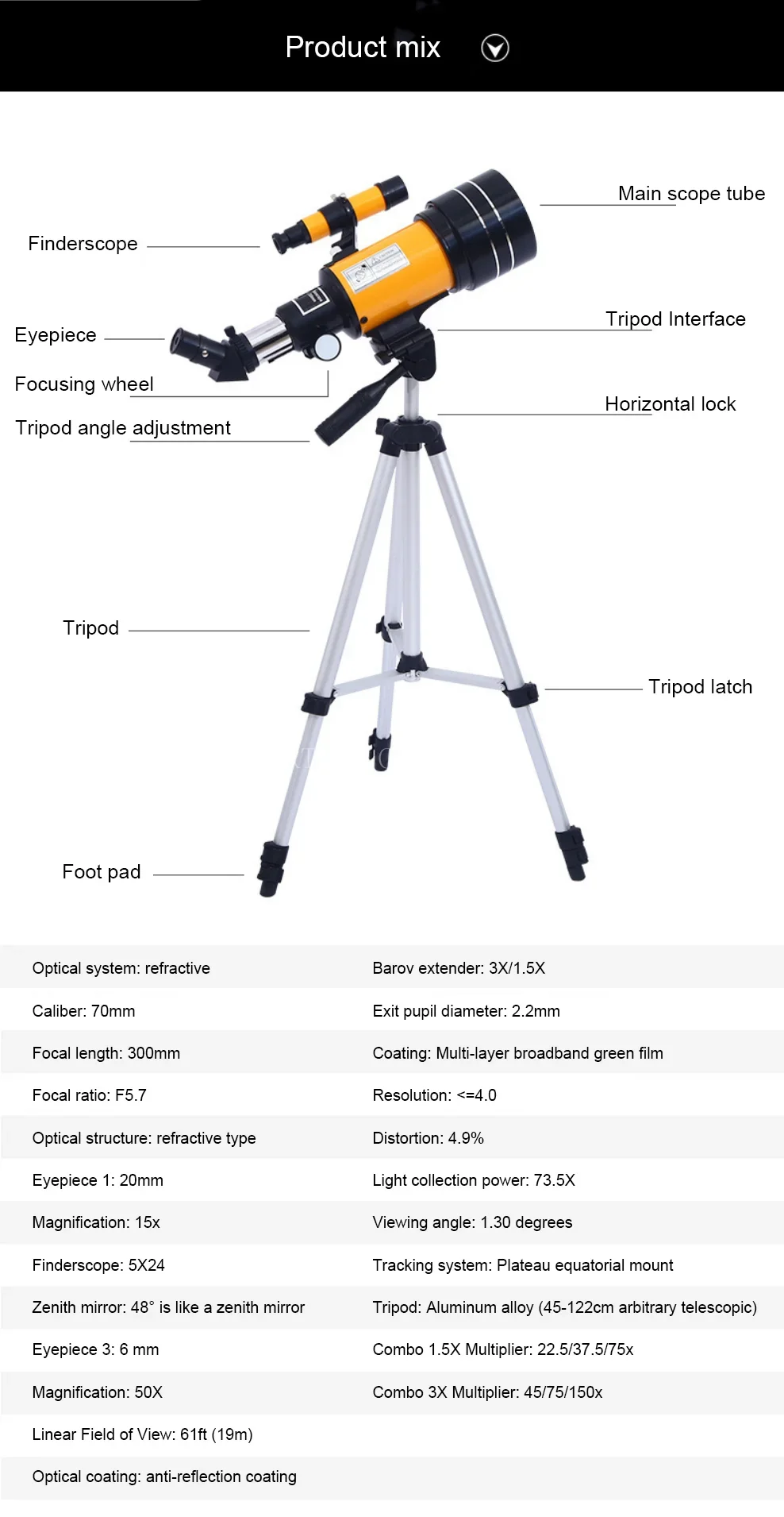 Set completo del telescopio