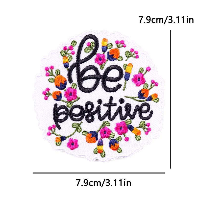 Parches termoadhesivos florales con citas motivacionales bordadas - imagen 2