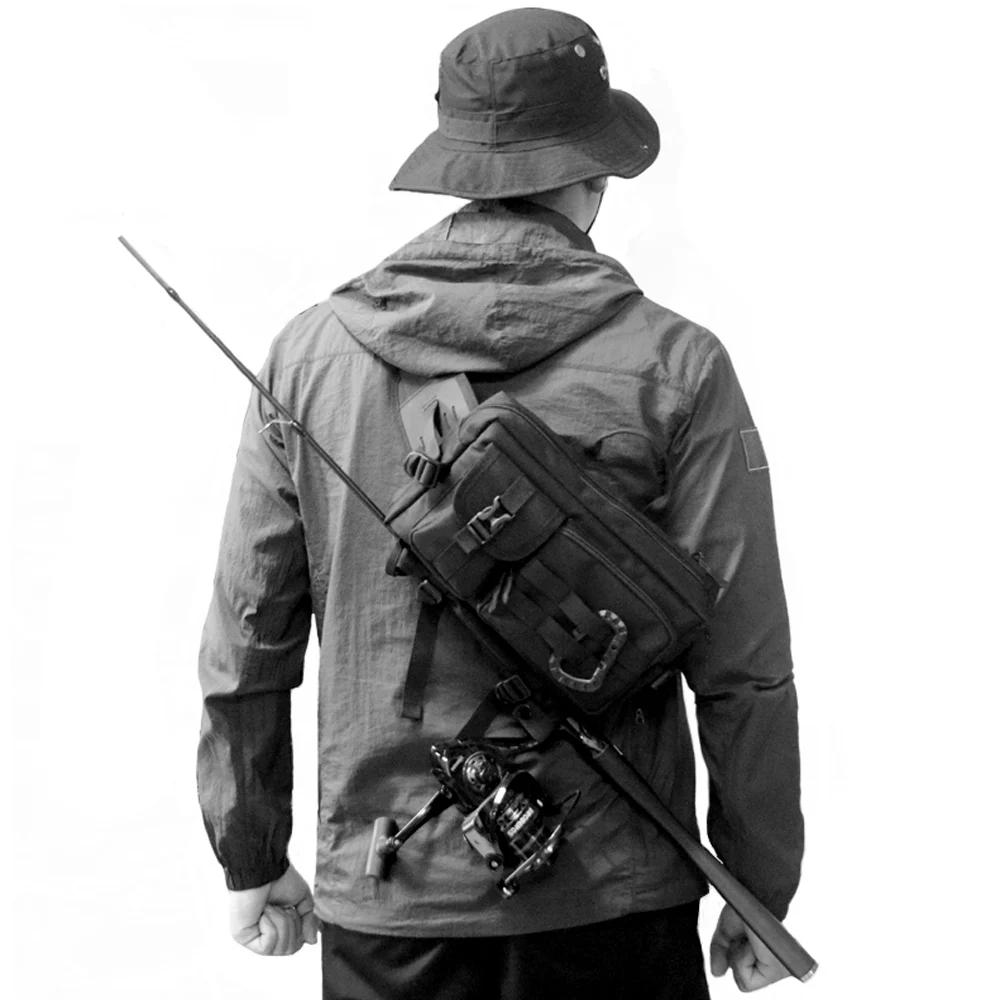 Bolsa pesca táctica impermeable con eslinga y soporte caña - imagen 2