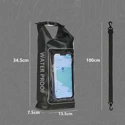 Bolsa seca PVC 2L con pantalla táctil para kayak y senderismo
