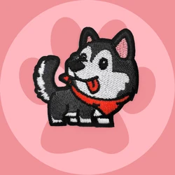 Parche termoadhesivo bordado corgi de dibujos animados para ropa táctica