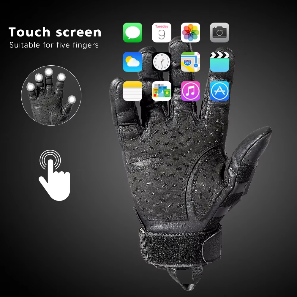 Guantes tácticos táctiles de dedo completo – Cuero PU para combate Airsoft - imagen 2