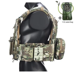 Chaleco táctico camuflaje con bolsillos modulares y hidratación