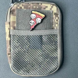 Parche táctico mini calavera pizza con velcro, bordado para ropa