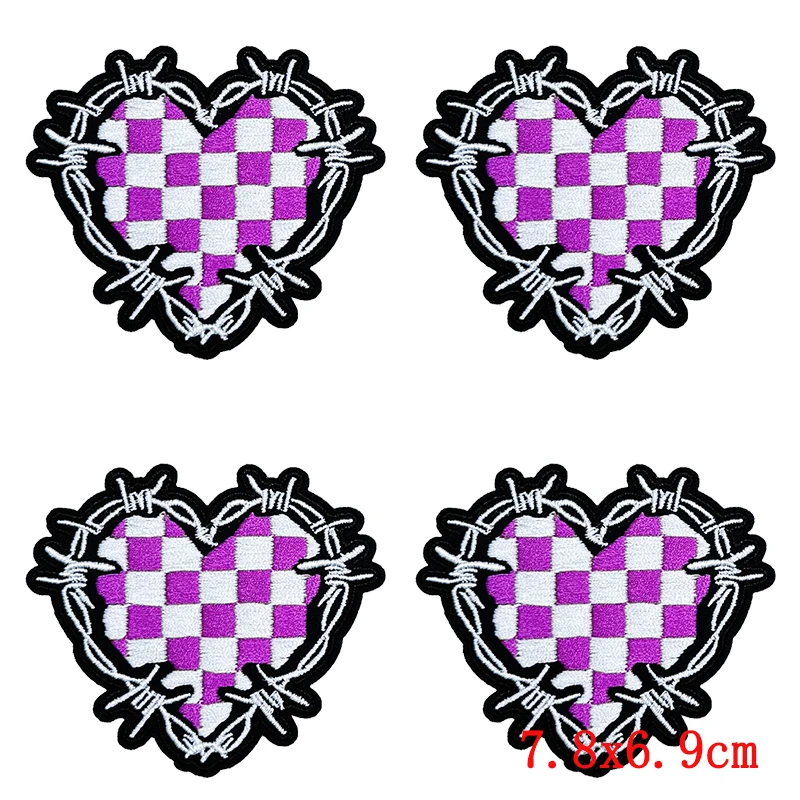 Parches bordados termoadhesivos – ajedrez, corazón, lazo, rayo - imagen 5