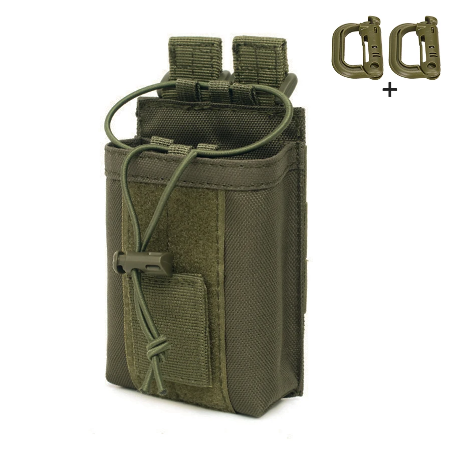 Funda walkie talkie MOLLE de nailon resistente con cordón ajustable