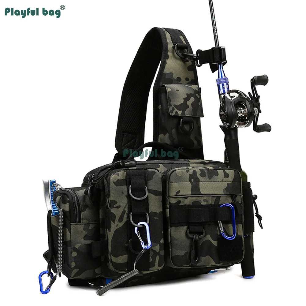 Bolsa táctica de pesca bandolera con soporte para caña - imagen 3