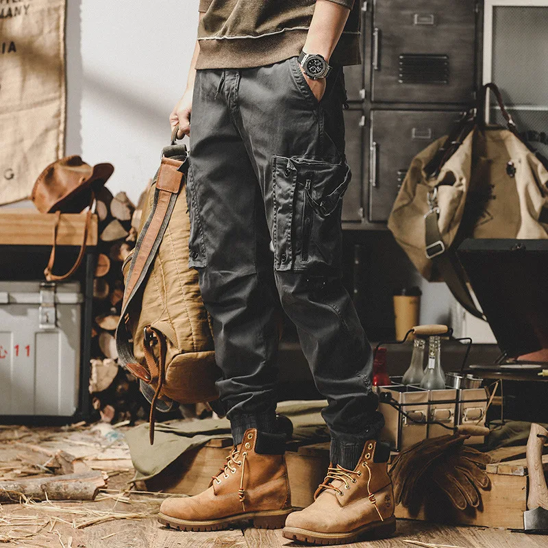 Pantalones tácticos cargo hombre cintura elástica pierna recta otoño - imagen 4
