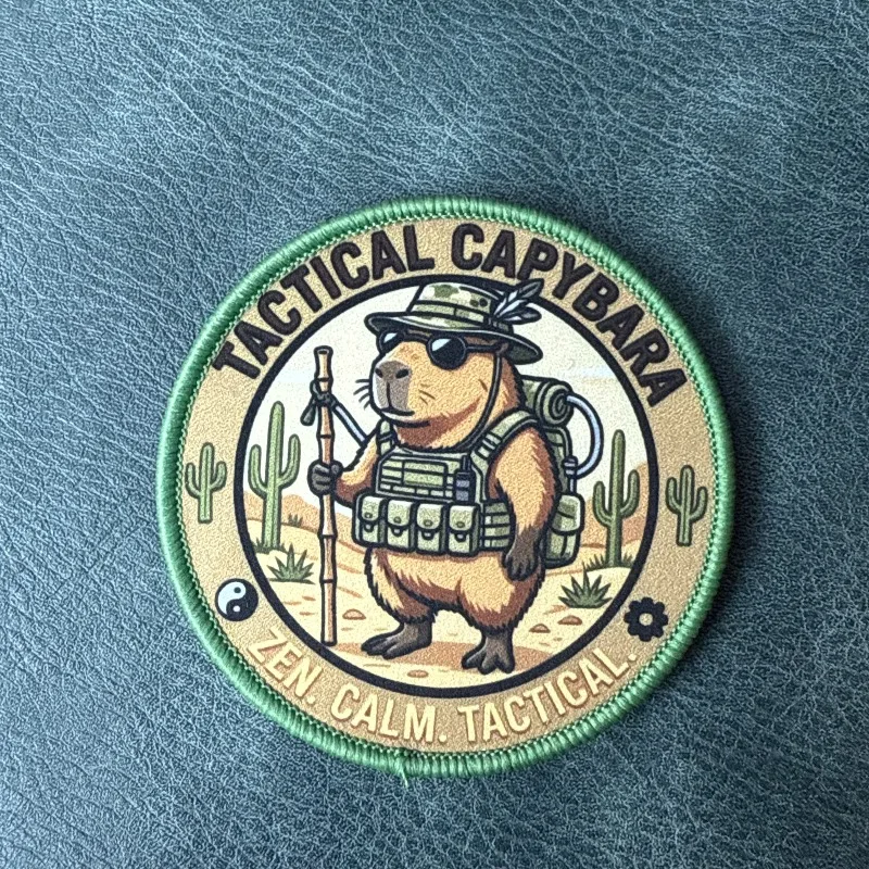 Parche táctico de velcro capibara desierto cactus para mochila - imagen 2
