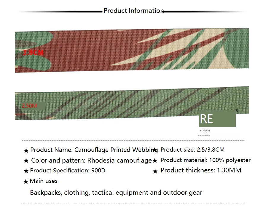 Cinta táctica camuflaje rodesiano en rollo