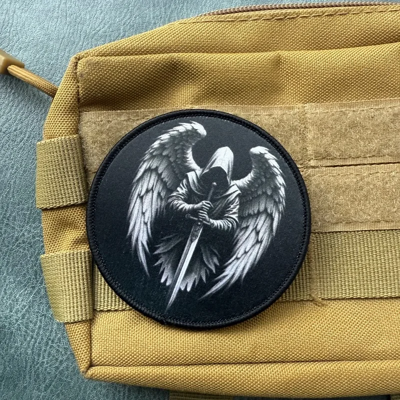 Parche táctico Ángel Guardián con espada, insignia moral y velcro