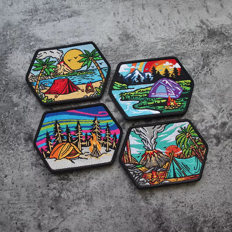 Parche bordado aurora boreal – Brazalete táctico para exteriores - imagen 2