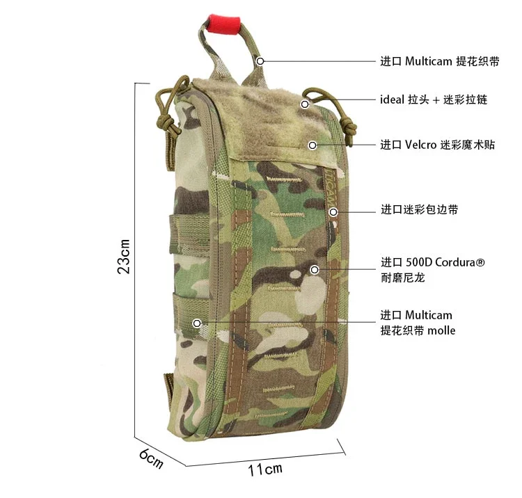 Vista de la bolsa médica y su diseño para equipo EDC