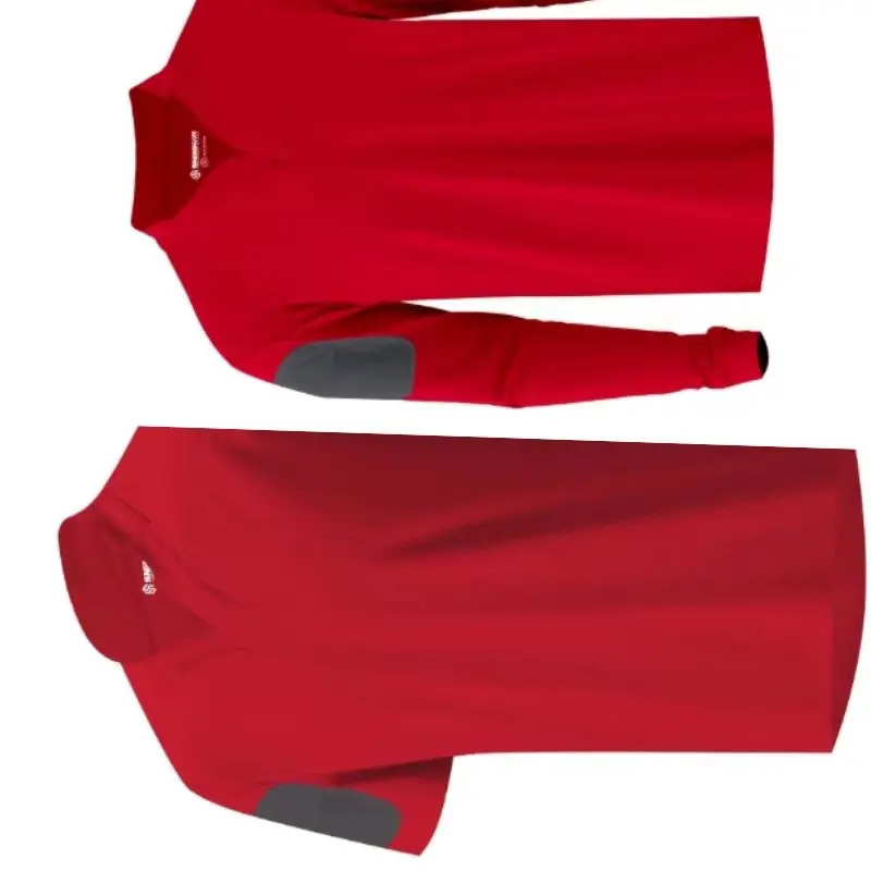 Camiseta táctica rugby secado rápido rojo manga ajustable elástica