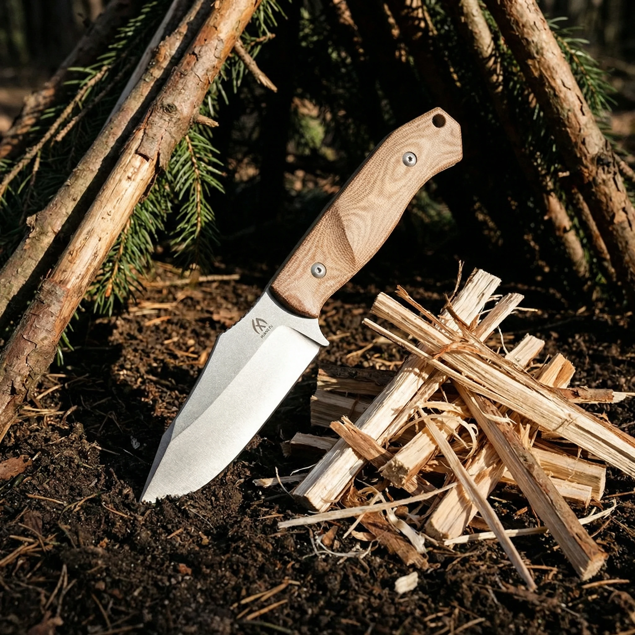 Cuchillo táctico de hoja fija con mango G10 y funda