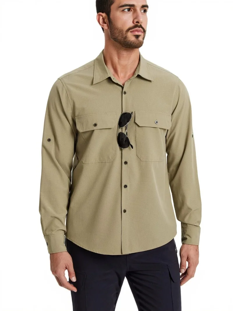 Camisa secado rápido transpirable manga larga con botones aire libre - imagen 4