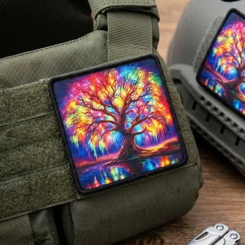 Parche táctico Árbol de la Vida colorido con velcro para mochila - imagen 2