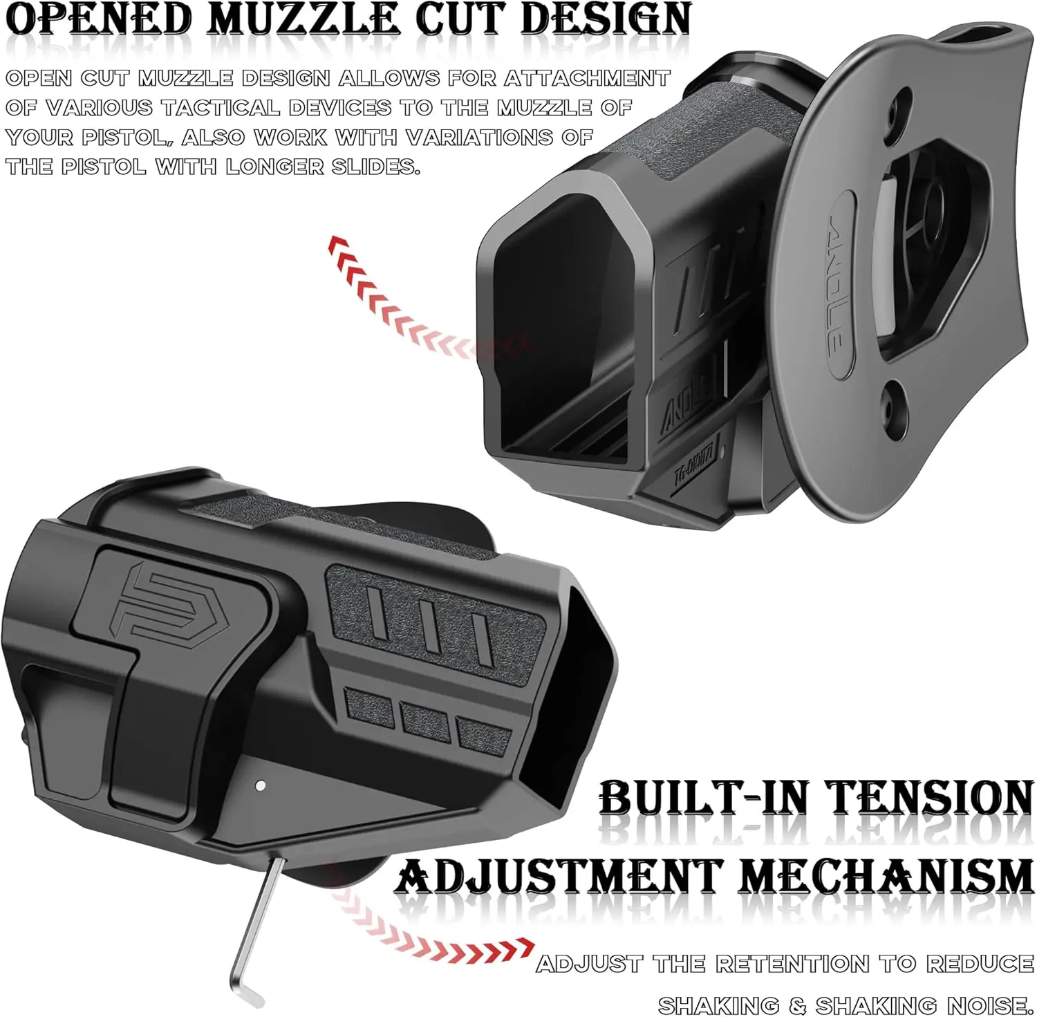 Funda táctica de retención para pistola tipo paddle, mano derecha - imagen 5
