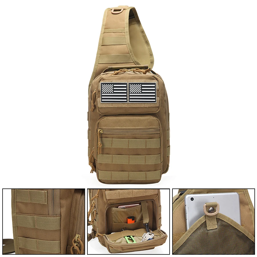 Bolso de pecho táctico MOLLE con correa tejida y accesorios - imagen 5