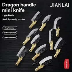 Cuchillo de bolsillo táctico hoja fija acero inoxidable llavero dragón
