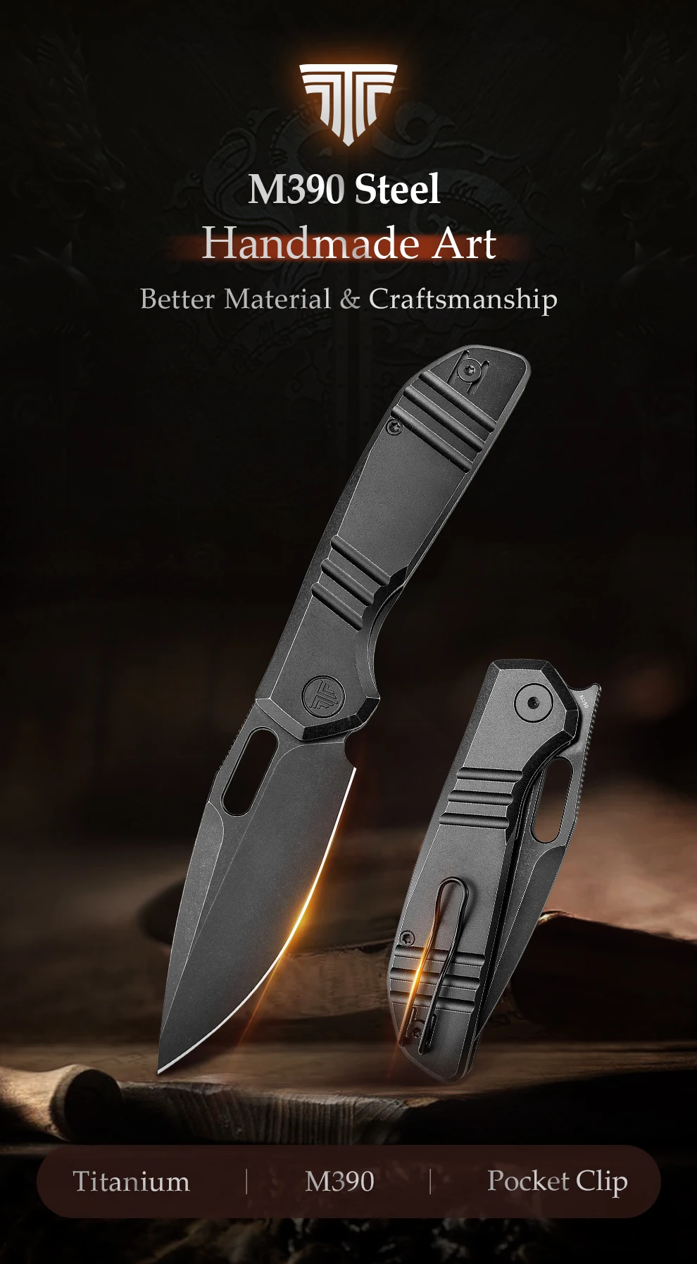 Cuchillo plegable TRIVISA Gecko abierto