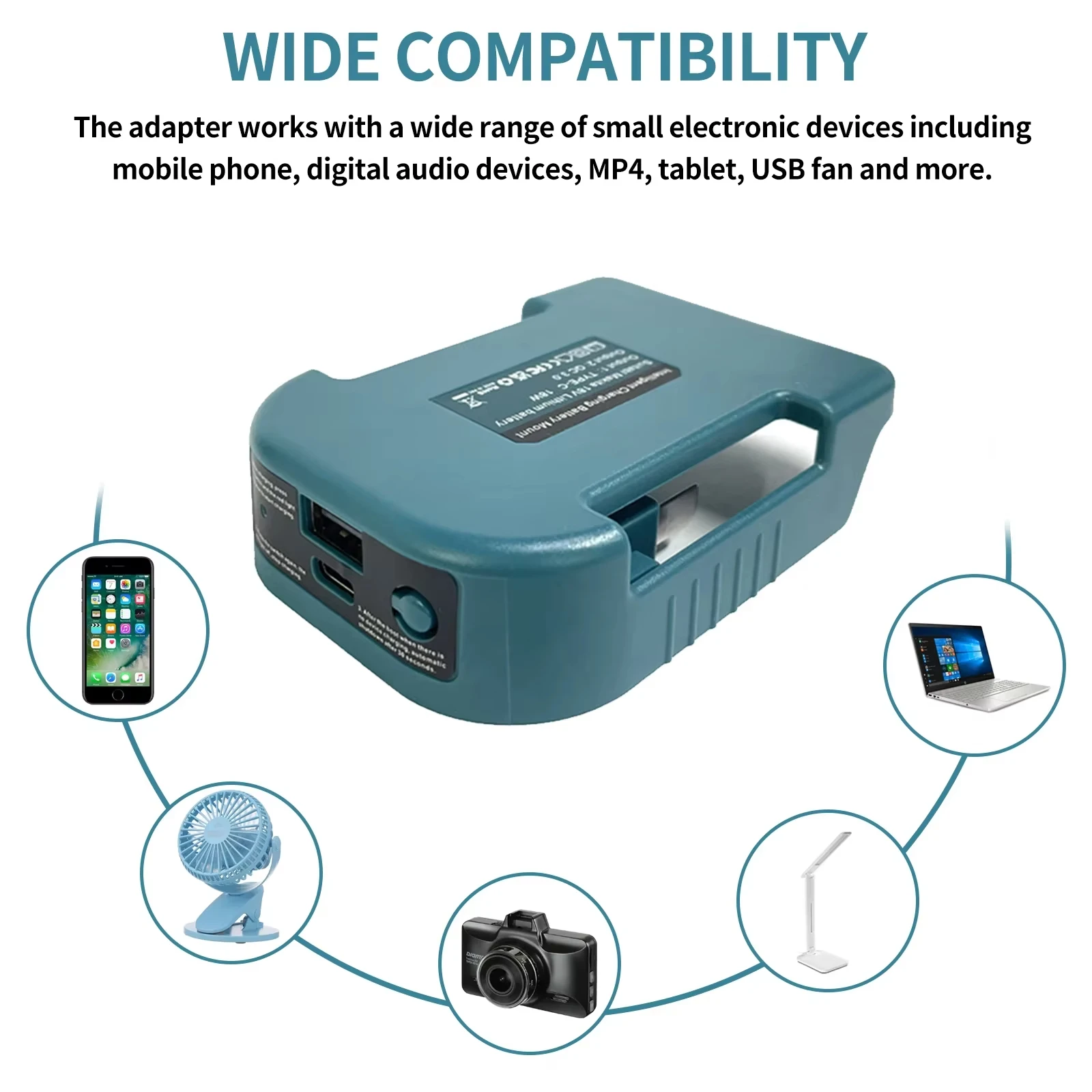 Adaptador portátil con clip para cinturón Makita, sin batería - imagen 2