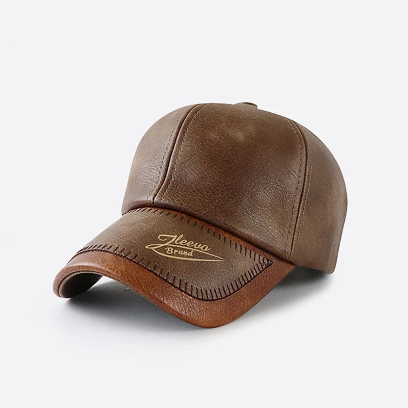 Gorra snapback retro piel sintética negra ajustable con costuras - imagen 2