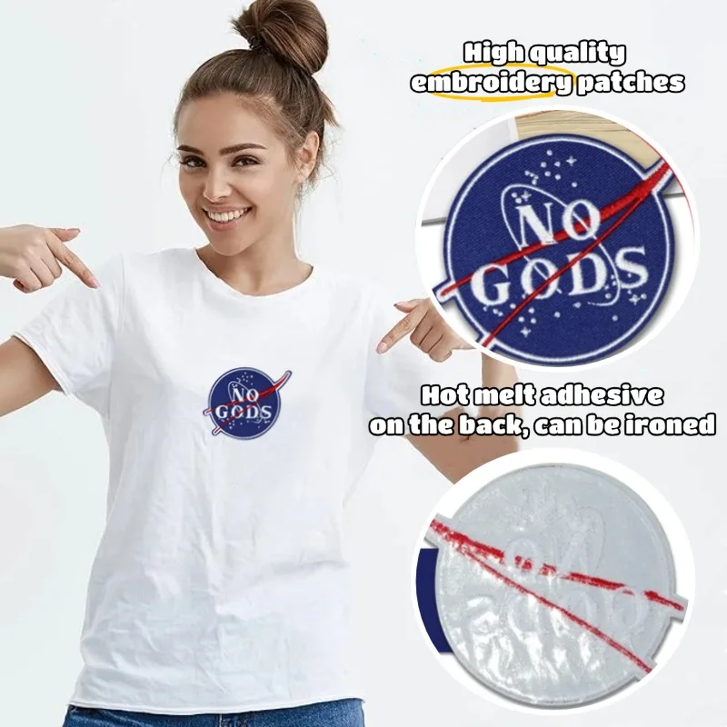 Parche bordado termoadhesivo No Gods No Master punk DIY para gorra - imagen 2