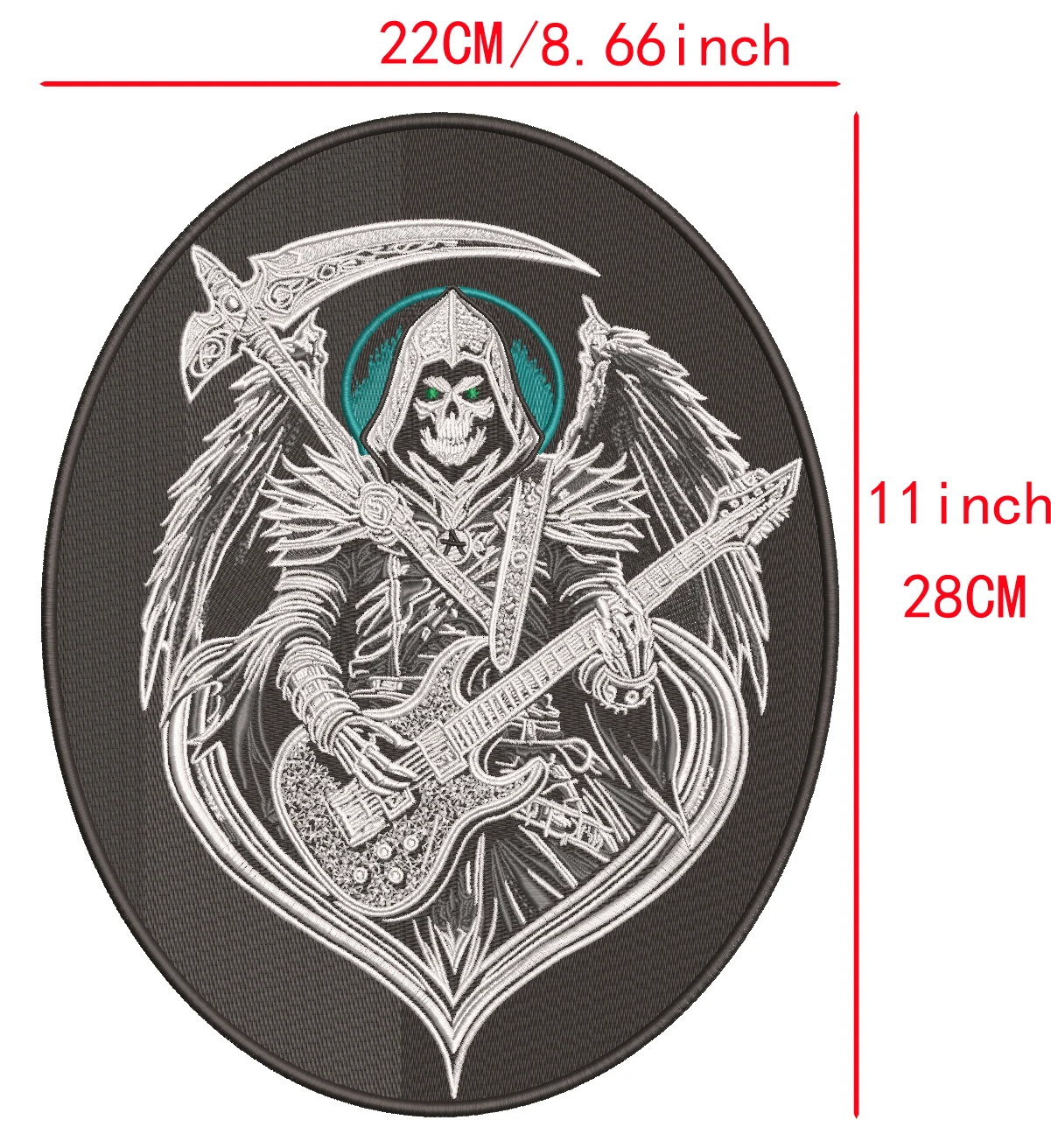 Parches bordados de gran tamaño con calavera y diadema