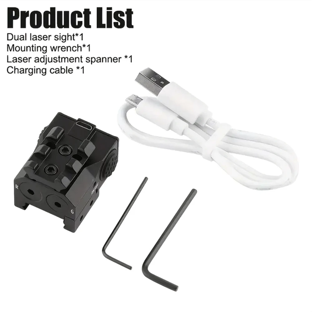 Láser táctico rojo y verde Picatinny recargable USB para pistola - imagen 4